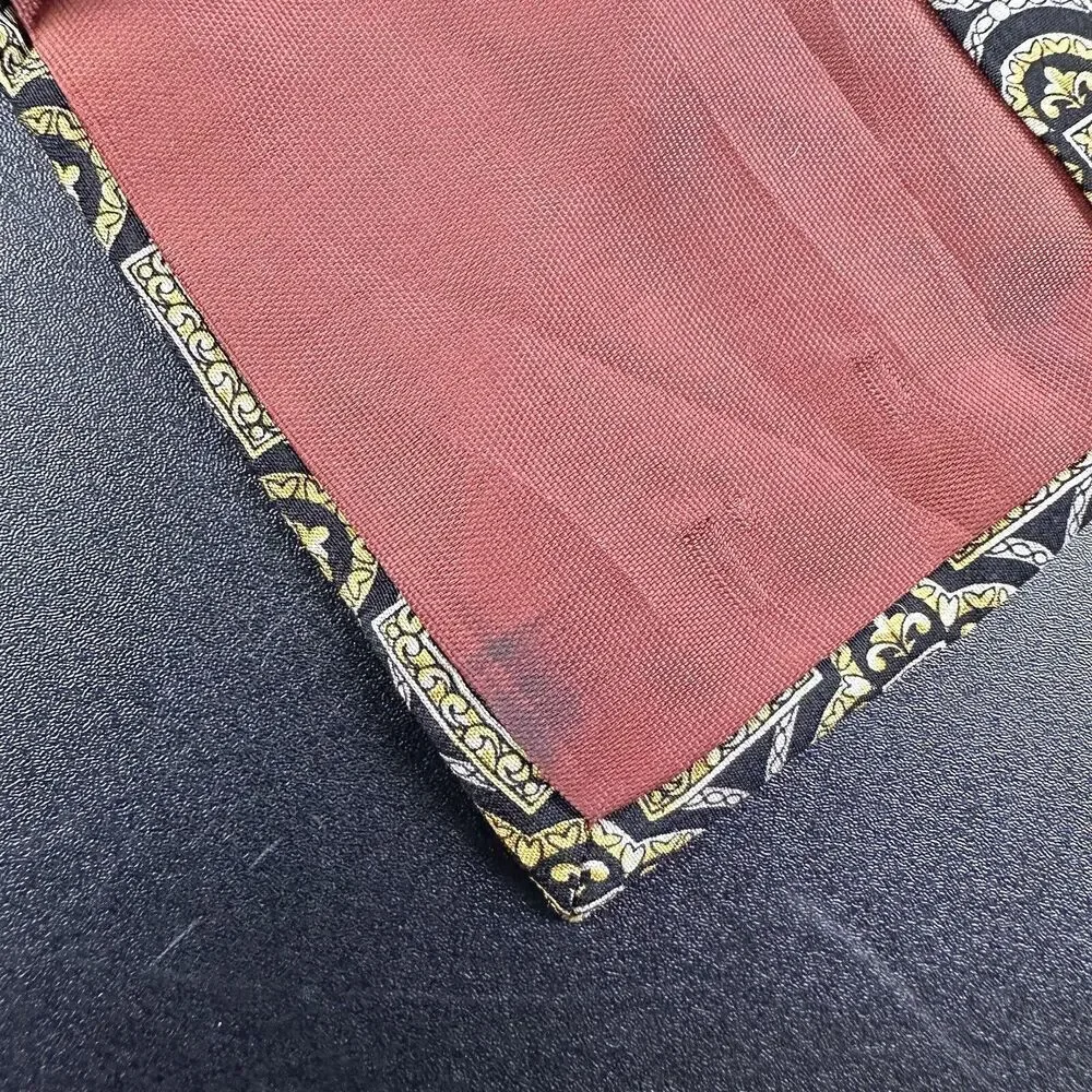 Christian Dior Silk Neck Tie Men Geometric Medallion Black Yellow Made in Canada